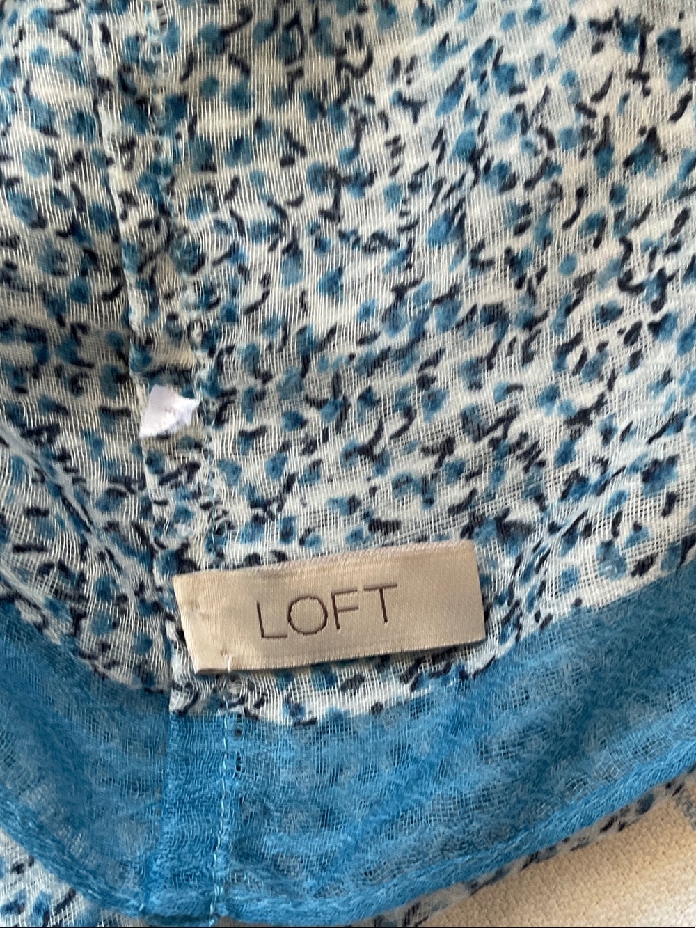 LOFT Blue Patterned Infinity Loop Scarf - Picture 2 of 3